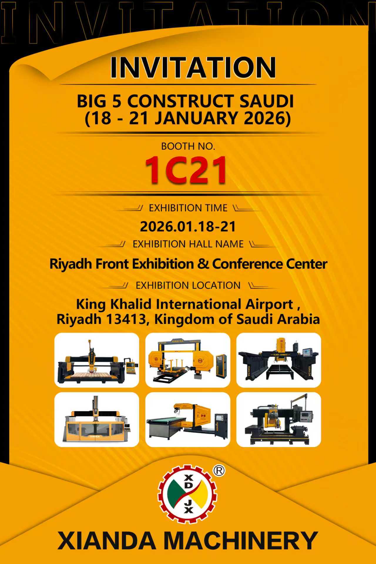 XIANDA MACHINERY ti invita a testimoniare le ultime innovazioni al BIG 5 CONSTRUCT SAUDI 2026